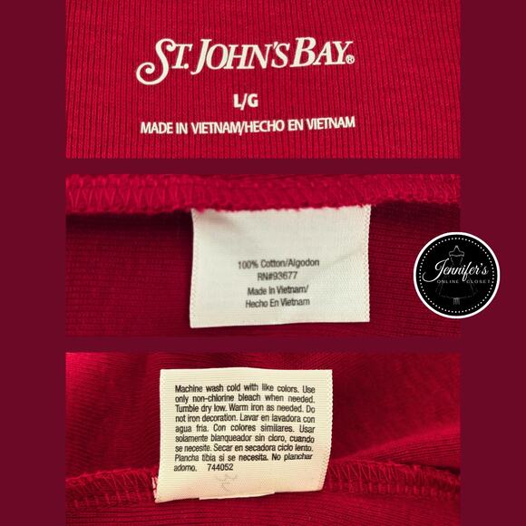 St. John's Bay Red Collared V-Neck Sleeveless Knit Top Size Large - Picture 7 of 9